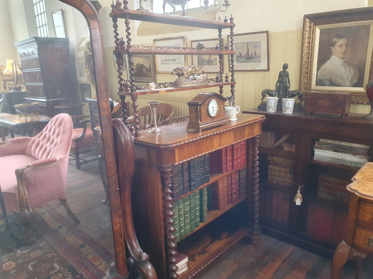 Early Victorian Rosewood Bookcase With Shelves Above.